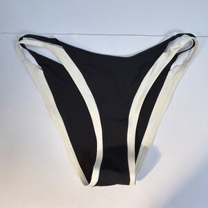 LSPACE by Monica Wise Black Cream‎ Color Block High Cut Bikini Bottoms small